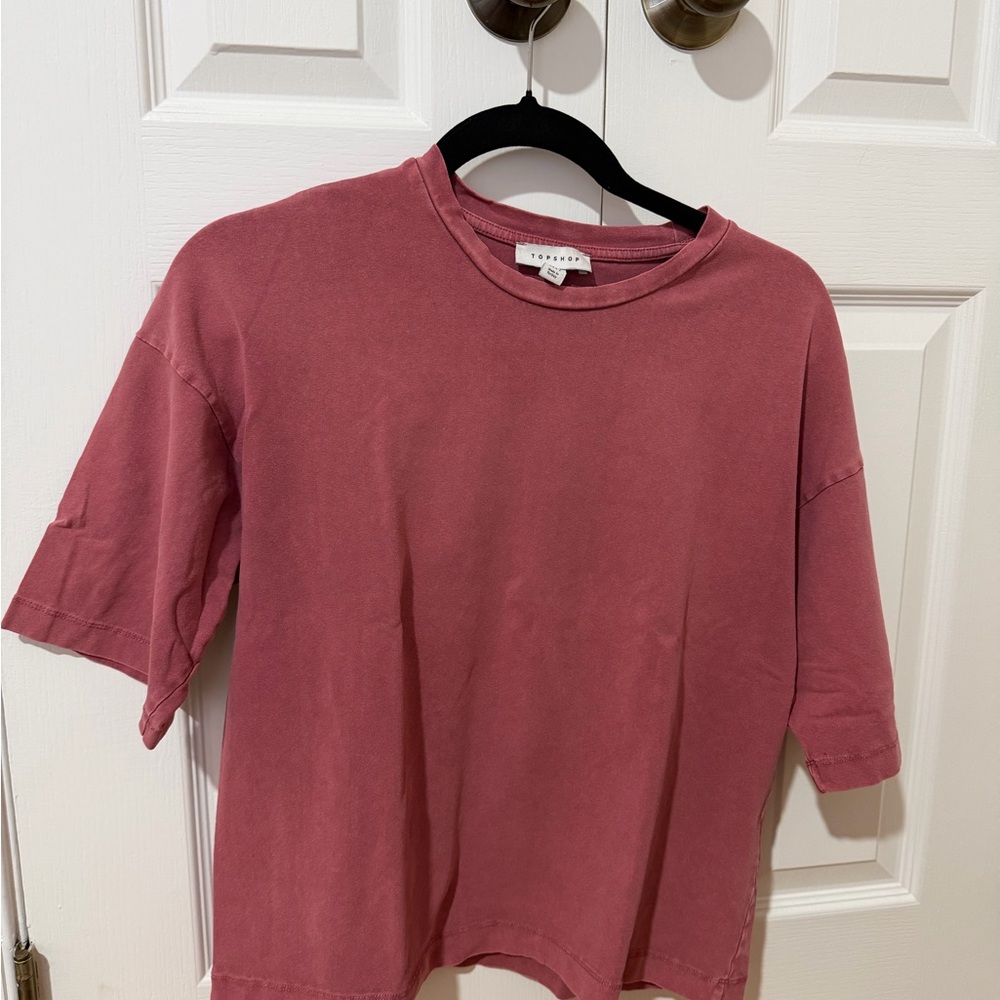 Topshop Rose Mauve Boxy Crewneck Tee